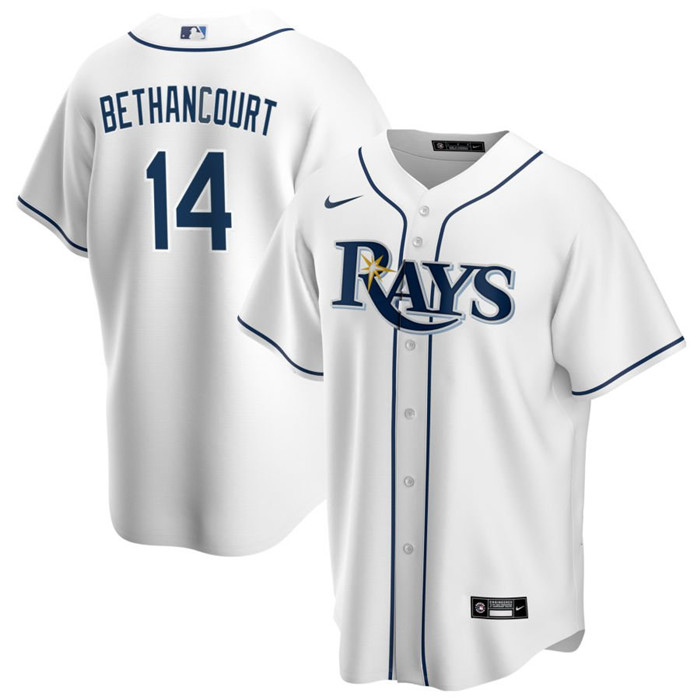 Men's Tampa Bay Rays #14 Christian Bethancourt White Cool Base Stitched Baseball Jersey